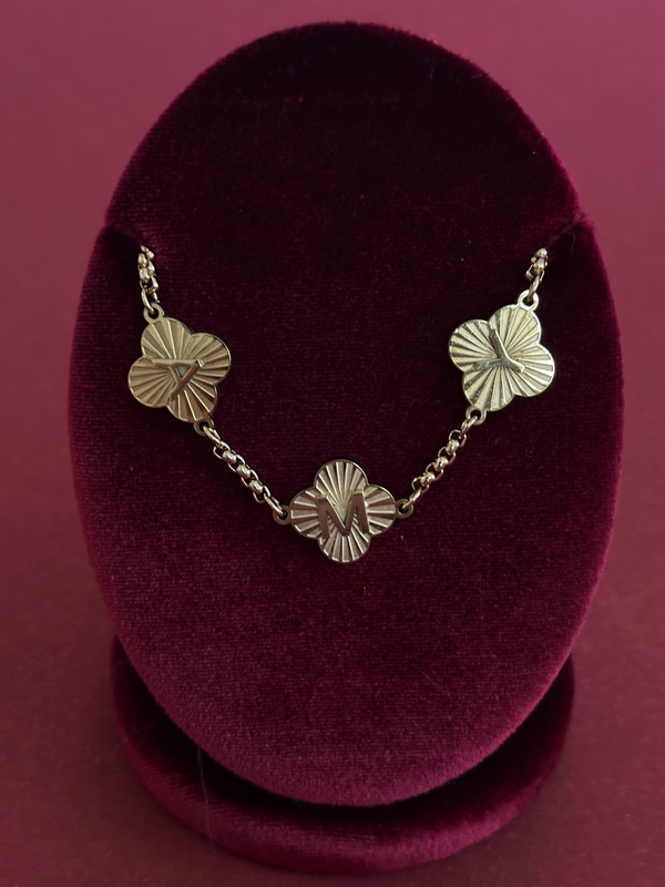 Lucky Clover Initials Necklace