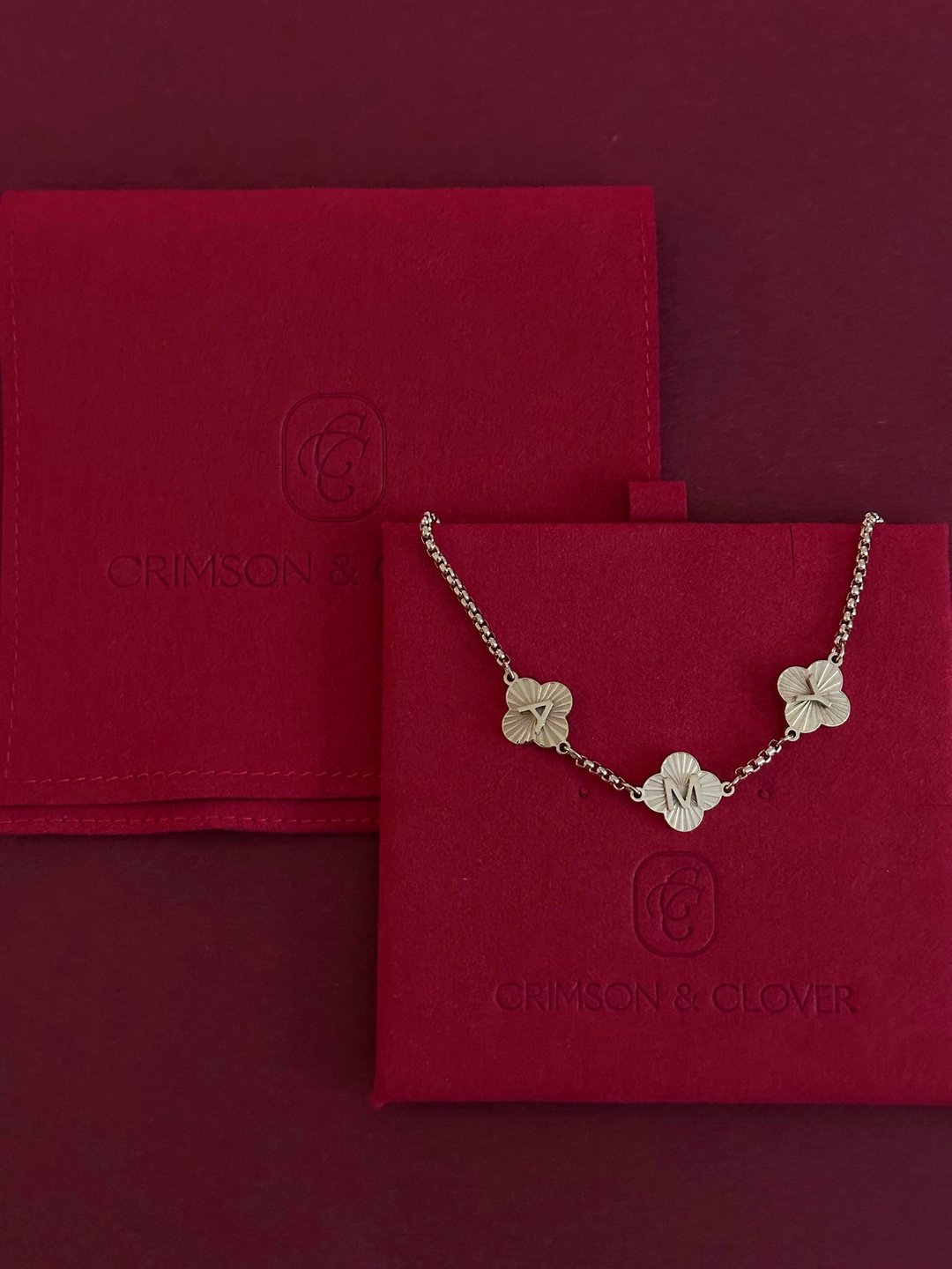 Lucky Clover Initials Necklace