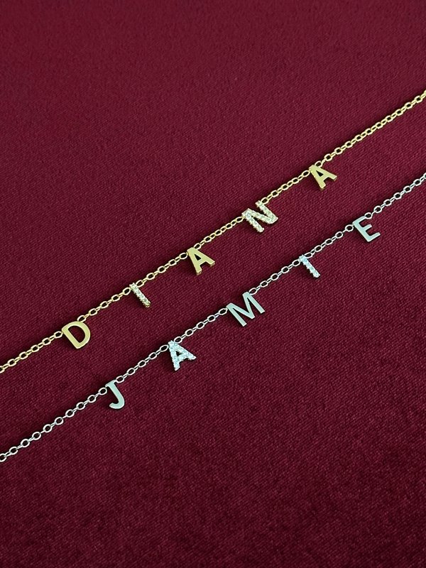 Signature Mix Diamond Space Initials Necklace