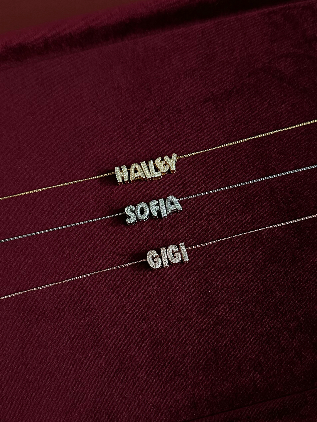 Diamond Bubble Charm Name Necklace