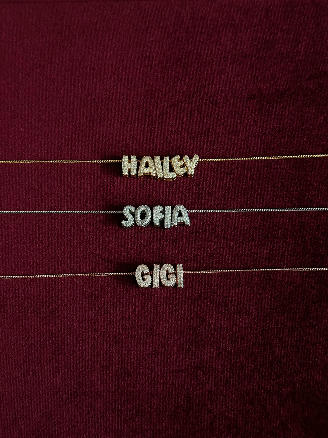 Diamond Bubble Charm Name Necklace