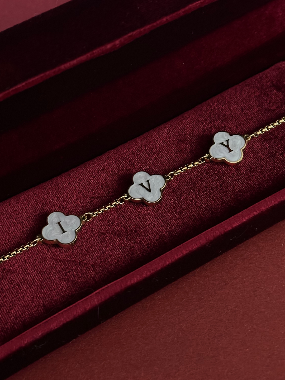 Jaded Clover Initials Necklace