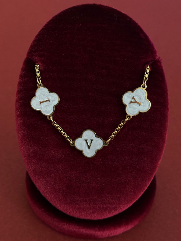 Jaded Clover Initials Necklace