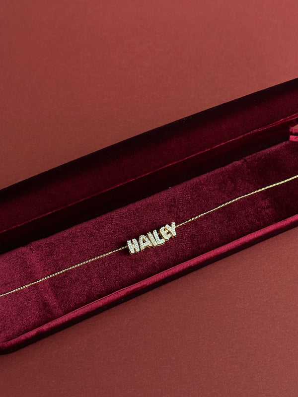 Diamond Bubble Charm Name Necklace
