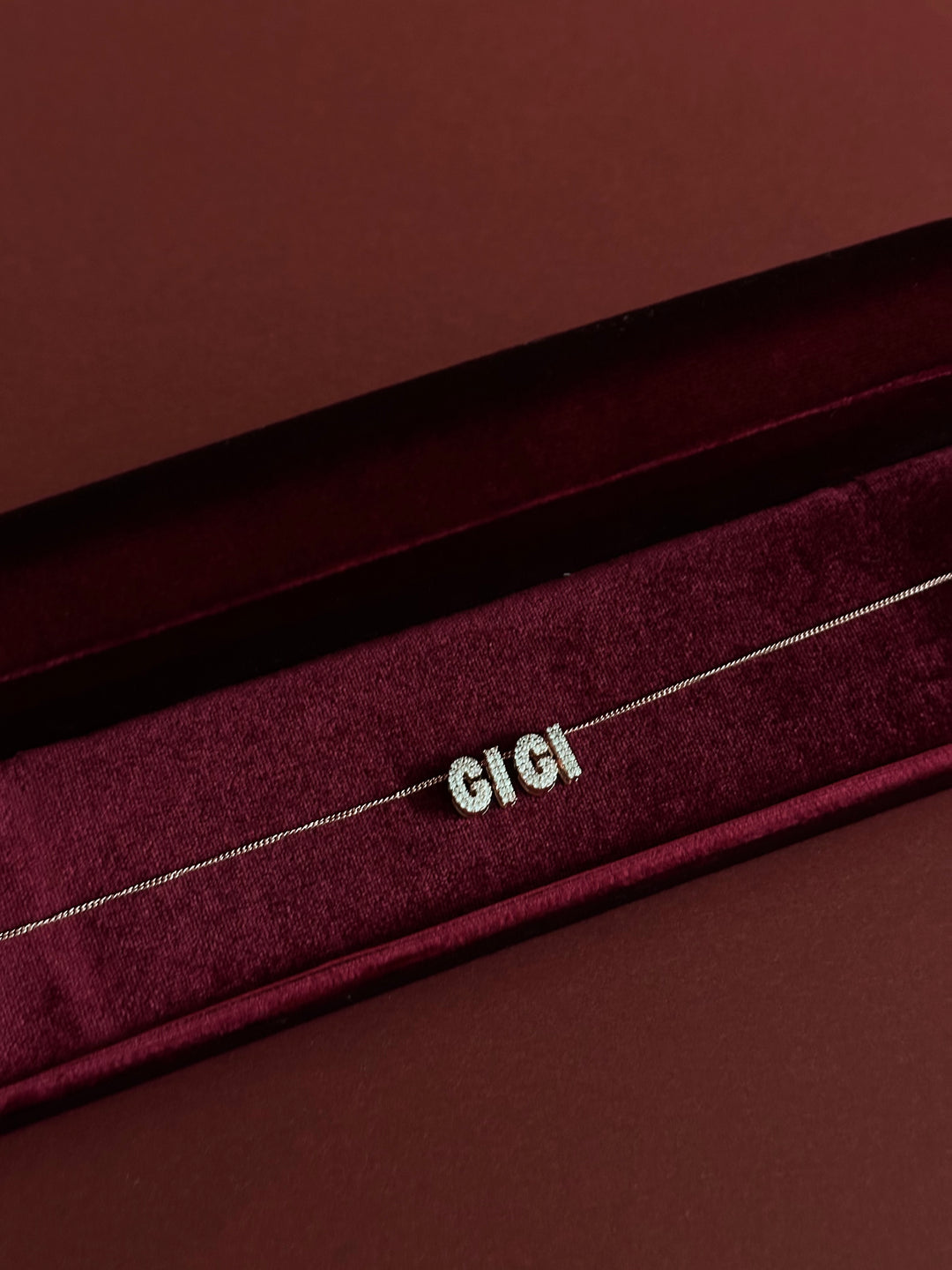 Diamond Bubble Charm Name Necklace