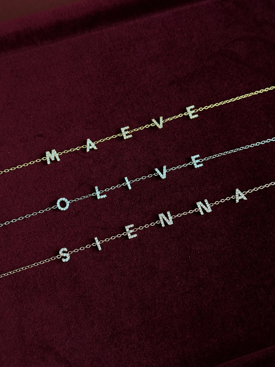 Brilliant Diamond Space Initials Necklace