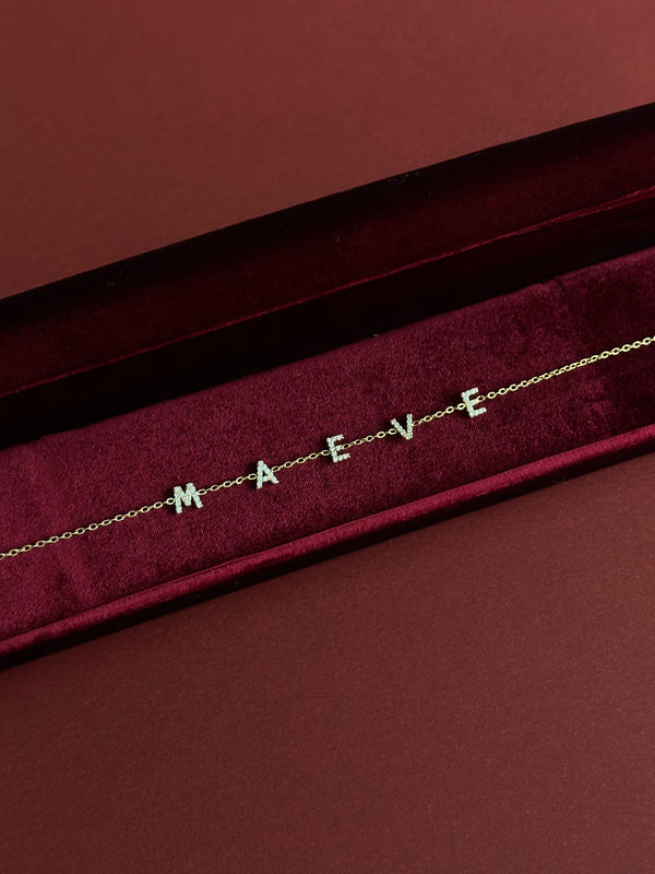 Brilliant Diamond Space Initials Necklace