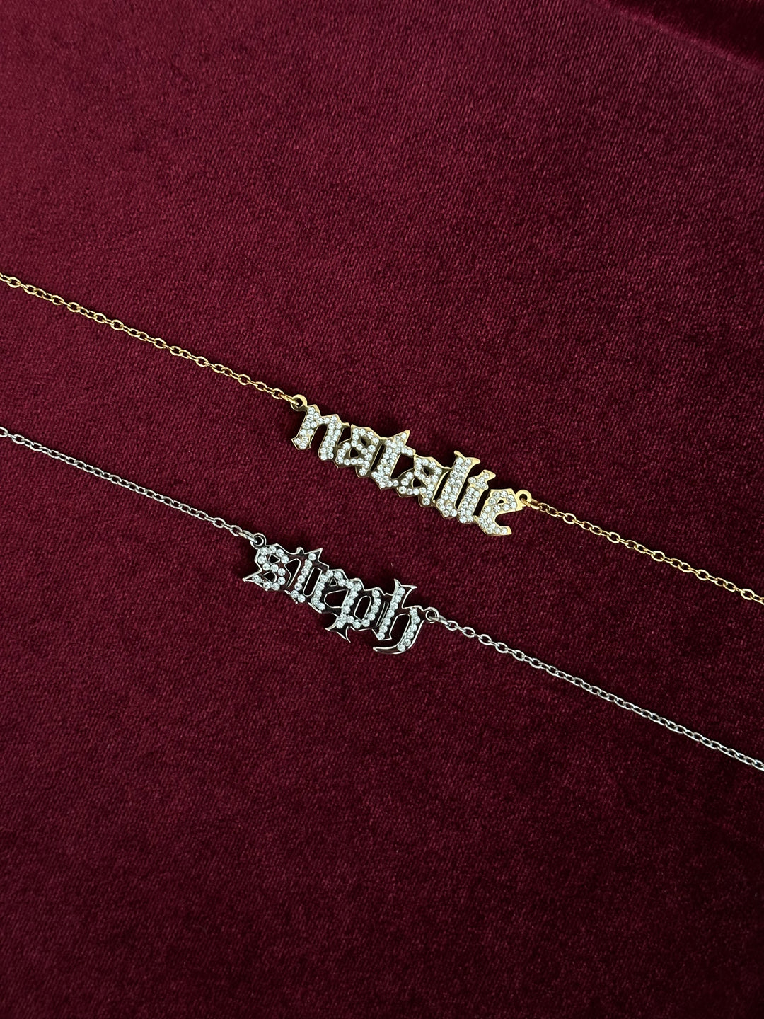 Old English Nameplate Necklace