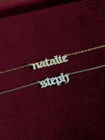 Load image into Gallery viewer, Old English Nameplate Necklace