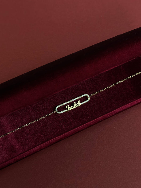 Halo Nameplate Necklace