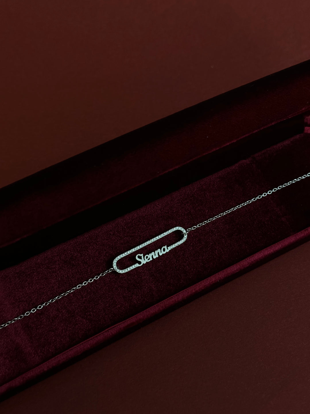 Halo Nameplate Necklace