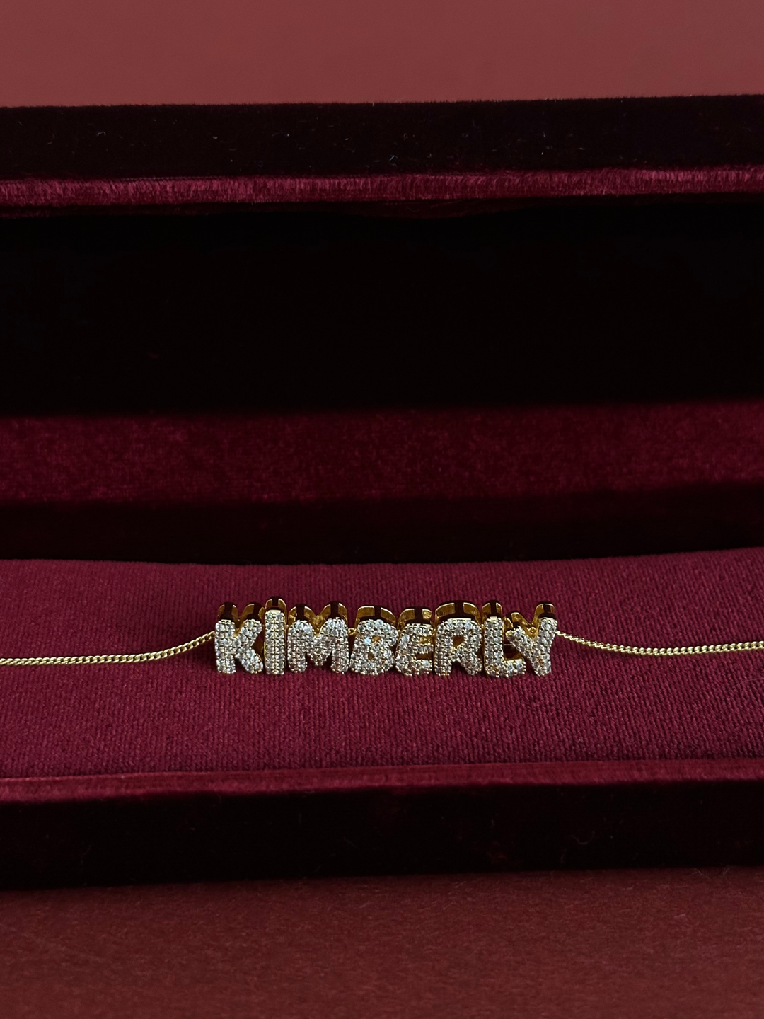 Diamond Bubble Charm Name Necklace