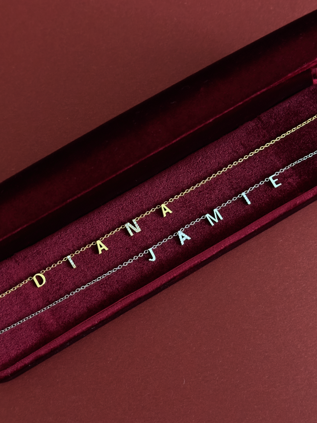 Signature Mix Diamond Space Initials Necklace