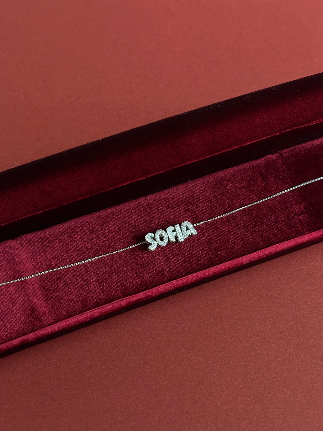Diamond Bubble Charm Name Necklace