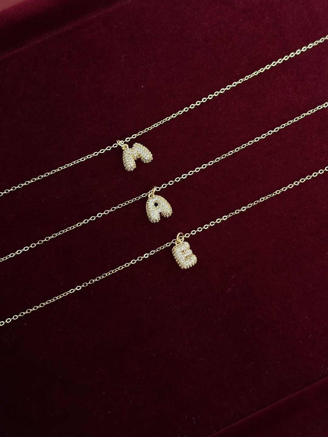 Diamond Puff Initials Necklace