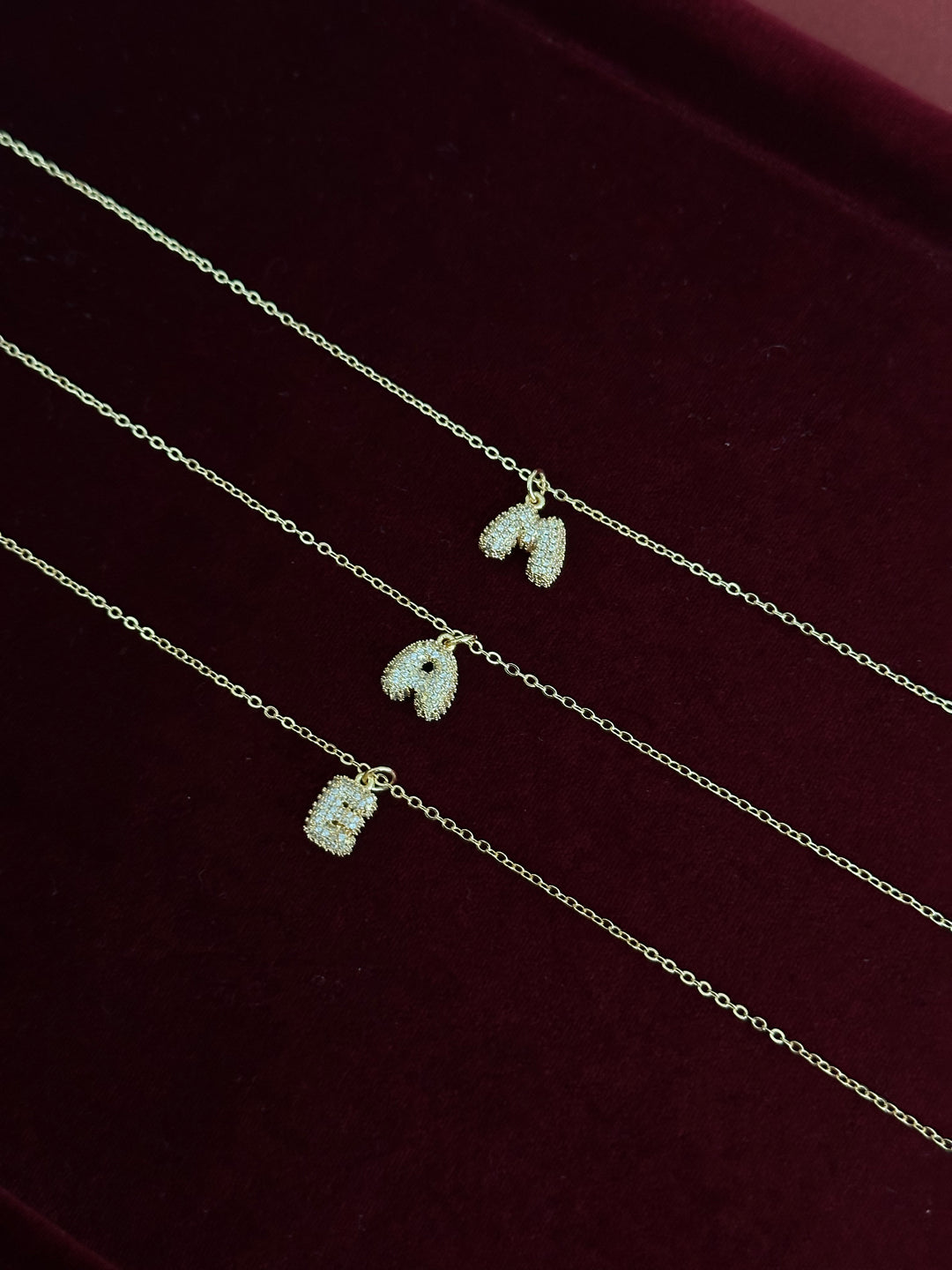 Diamond Puff Initials Necklace
