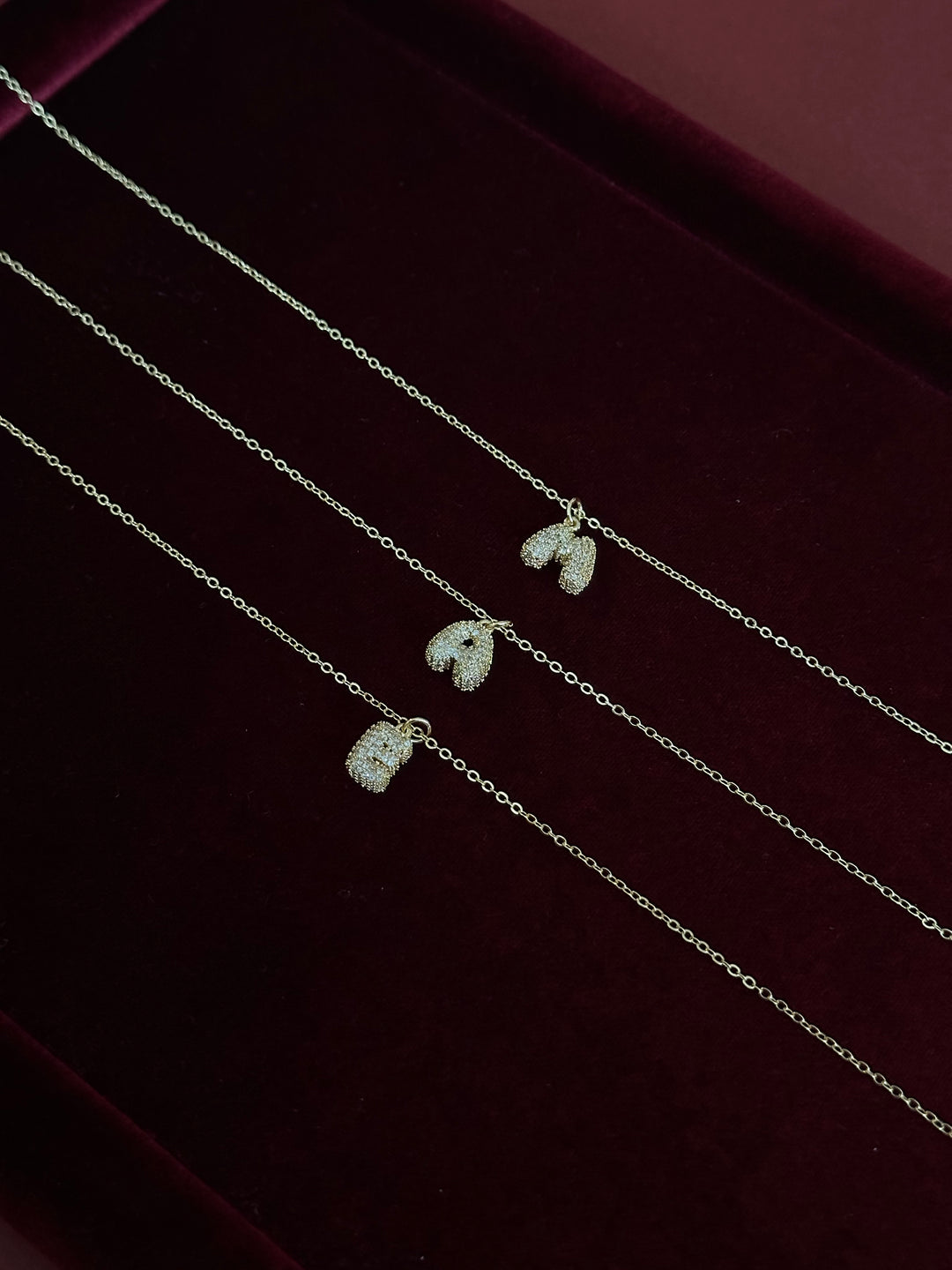 Diamond Puff Initials Necklace