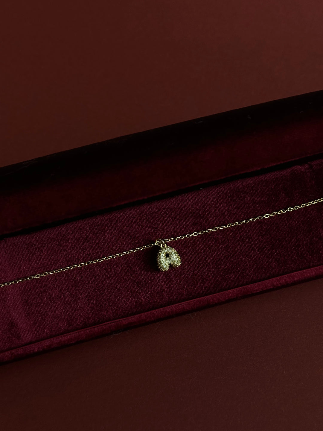 Diamond Puff Initials Necklace
