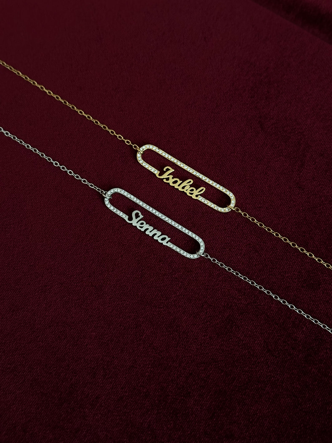 Halo Nameplate Necklace