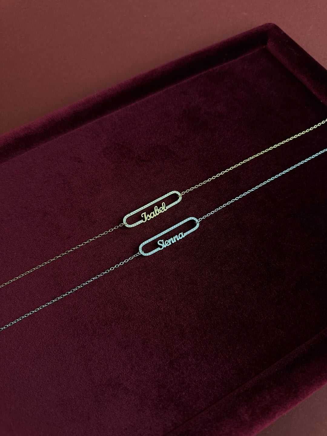 Halo Nameplate Necklace