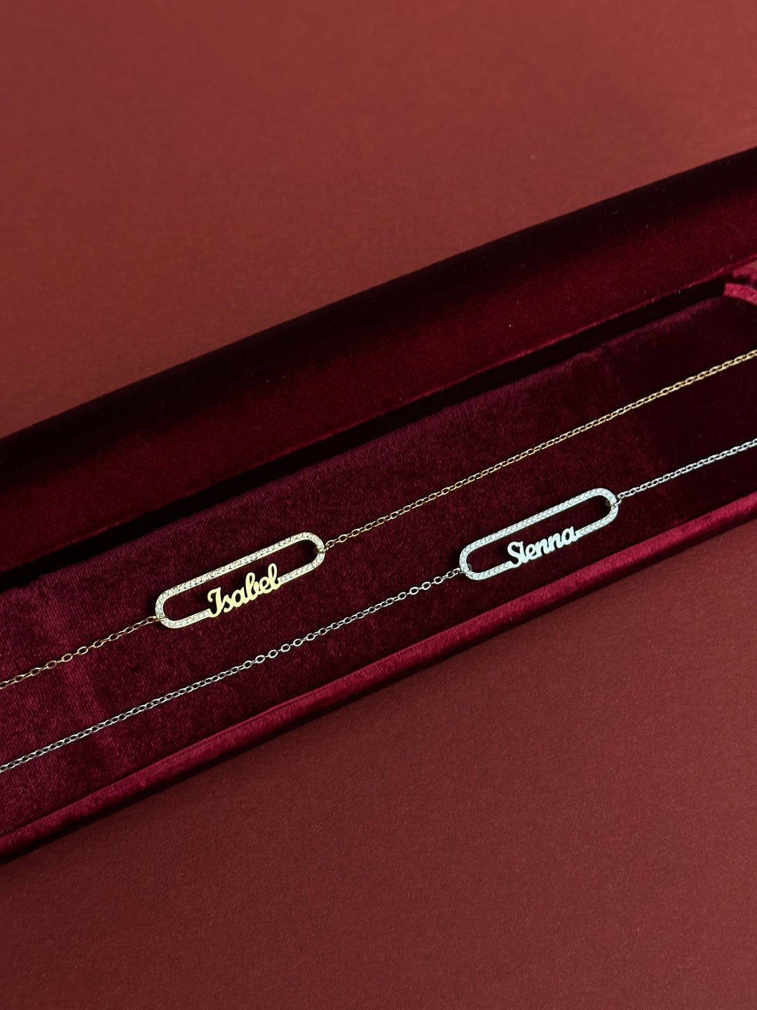 Halo Nameplate Necklace