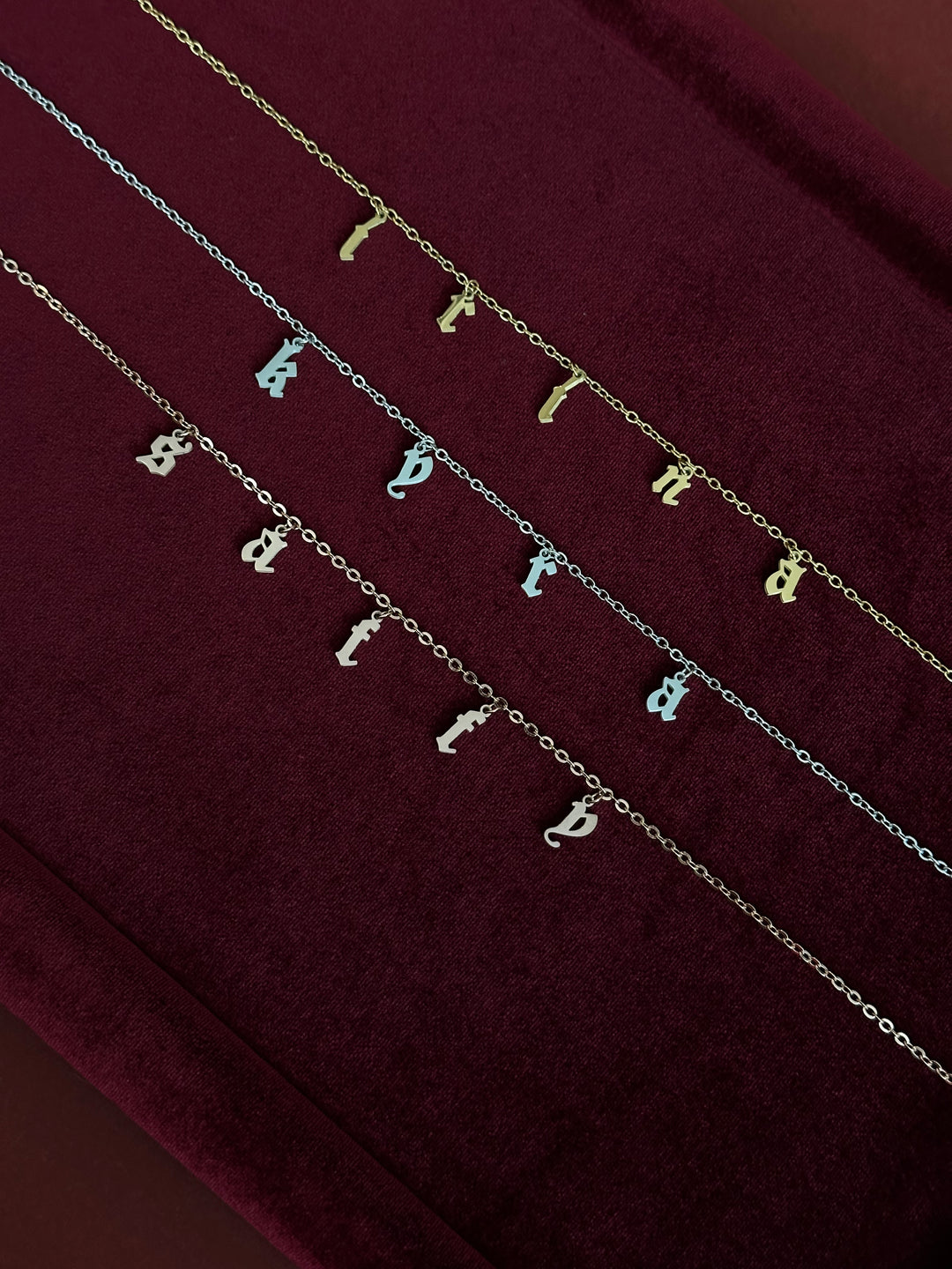 Gothic Script Charm Necklace