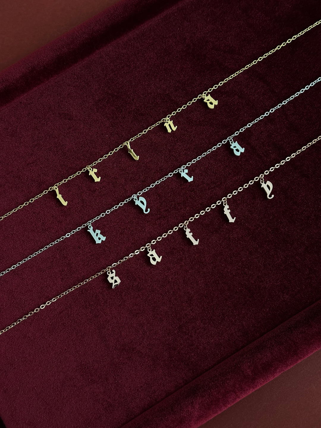 Gothic Script Charm Necklace