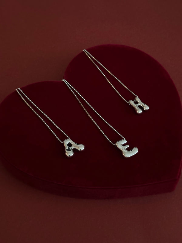 Puff Bubble Initial Necklace